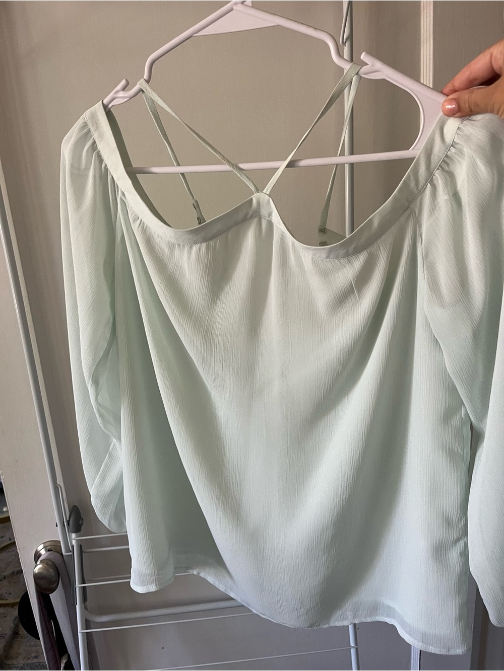 Wayf - Strappy Off-the Shoulder Blouse in Mint